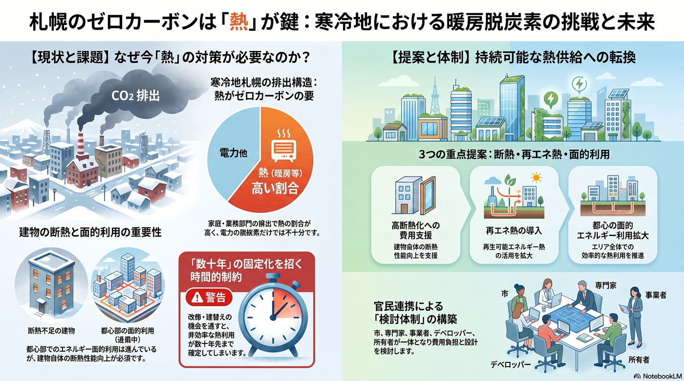 ゼロカーボン都市への移行の要約インフォグラフィック