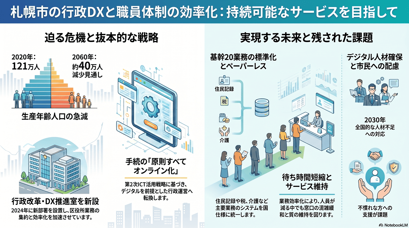 行政DXと職員体制の効率化の要約インフォグラフィック