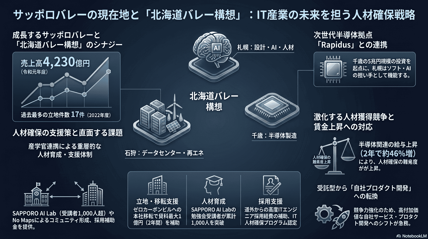 IT産業(サッポロバレー)の人材確保の要約インフォグラフィック