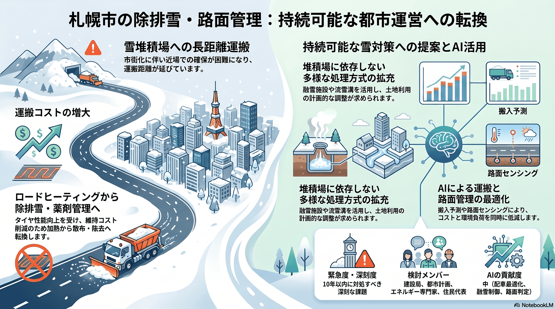 雪堆積場の確保と路面管理方式の転換の要約インフォグラフィック